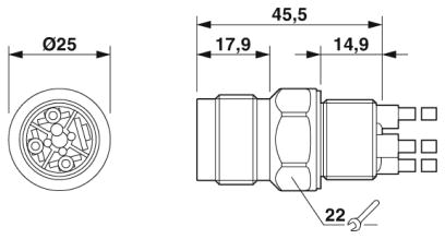 Проходная деталь-QPD W 2PE1,5 M20 0,5 BK