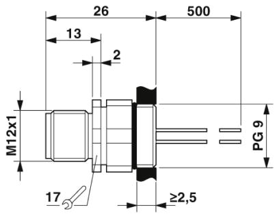 Проходная деталь-SACC-EC-M12MS-5CON-PG 9/0,5 VA