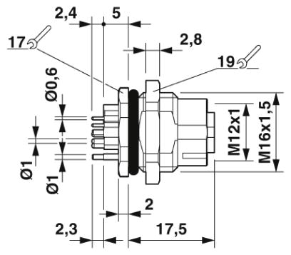 Встраиваемая гнездовая часть разъема-SACC-DSI-FSY-8CON-M16-L180 SCO