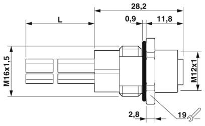 Встраиваемые разъемы-SACC-E-M12FSM-5PE-M16XL/0,2