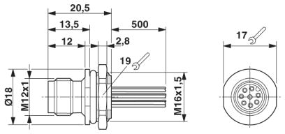 Встраиваемые разъемы-SACC-E-M12MS-8CON-M16/0,5 P