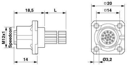Встраиваемые разъемы-SACC-SQ-M12FS-17CON-20/0,5