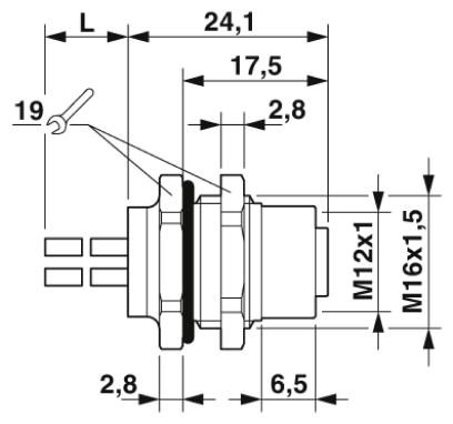 Встраиваемые разъемы-SACC-DSI-M12FST-4P-M16XL/0,5