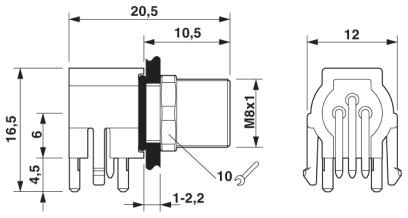 Встраиваемые разъемы-SACC-DSIV-M 8FS-3CON-L 90
