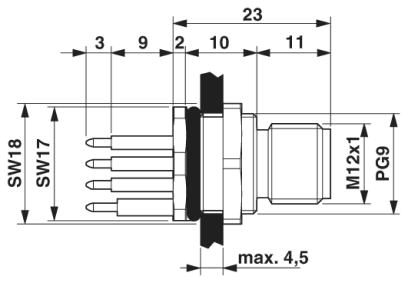 Встраиваемые разъемы-SACC-DSI-MS-5CON-L180/12 SCOSH