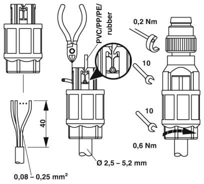 Соединитель для датчика/исполнительного устройства-SACC-M 8MS-4QO-0,25-M