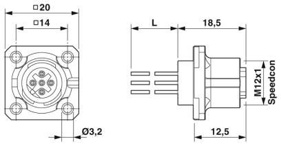Встраиваемые разъемы-SACC-SQ-M12FSB-5CON-20/0,5