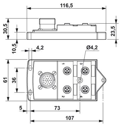 Коробка датчика и исполнительного элемента-SACB-4/ 8-M23 SH