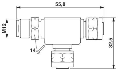 Т-распределитель-SAC-4P-M12T/2XM12 FF VA