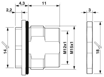 Крепежный резьбовой элемент корпуса-SACC-BP-F-M12/M15-7-THR
