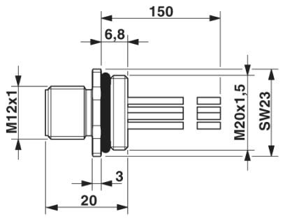 Встраиваемые разъемы-SACC-E-M12MS-4CON-M20/0,15 VA