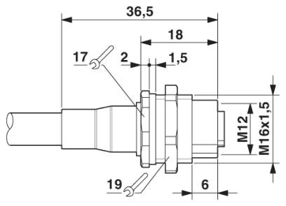 Встраиваемые разъемы-SACCBP-FS-12CON-M16/1,0-PVCSCO
