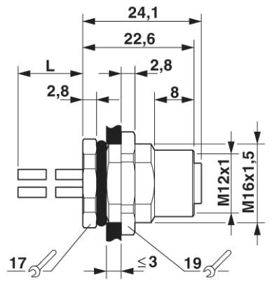 Встраиваемые разъемы-SACC-DSI-M12FST-4CON-M16/0,5