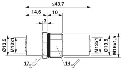 Проходная деталь-SACC-4P-DSI-M12FSD/FSD-M16