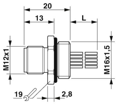 Встраиваемые разъемы-SACC-E-M12MS-12P-M16XL/0,5