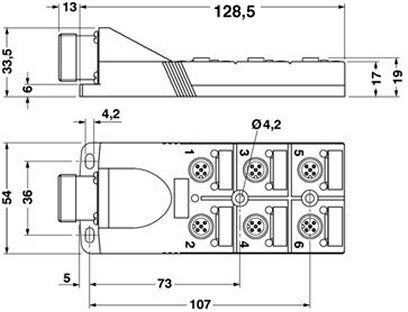 Коробка датчика и исполнительного элемента-SACB-6/ 6-L-M23 180