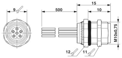 Встраиваемые разъемы-SACC-DSI-M8FS-6CON-M10/0,5