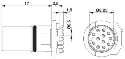 Встраиваемые разъемы-SACC-CI-M12FS-12CON-L180 THR