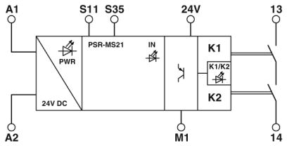 Реле безопасности-PSR-MS21-1NO-1DO-24DC-SC