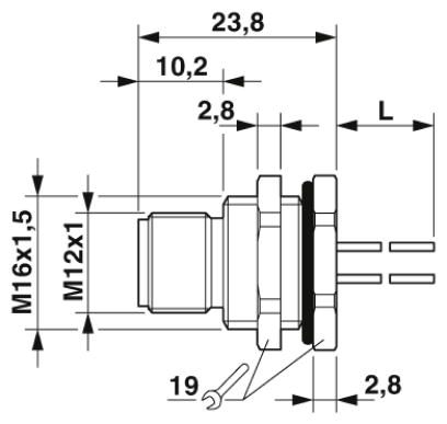 Встраиваемый соединитель для шинной системы-SACC-DSI-M12MSD-4P-M16XL/0,5
