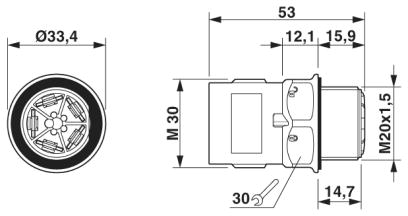 Проходная деталь-QPD W 4PE2,5 M20 FC BK