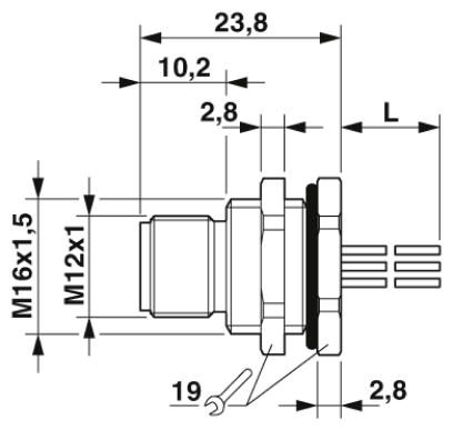 Встраиваемые разъемы-SACC-DSI-M12MS-5P-M16XL/0,5