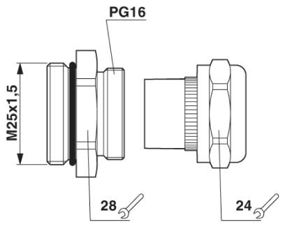 Кабельный ввод-VC-M-KV-PG16 1X5/1X9