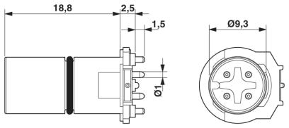 Встраиваемые разъемы-SACC-CI-M12MS-4CON-L180 THR