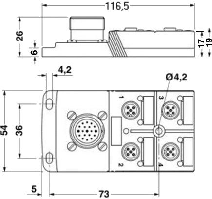 Коробка датчика и исполнительного элемента-SACB-4/ 4-L-M23