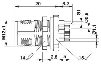 Встраиваемые разъемы-SACC-DSI-MS-17CON-M12 SCO SH