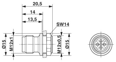 Встраиваемые разъемы-SACC-E-M12MS-5CON-M12 PSCUP