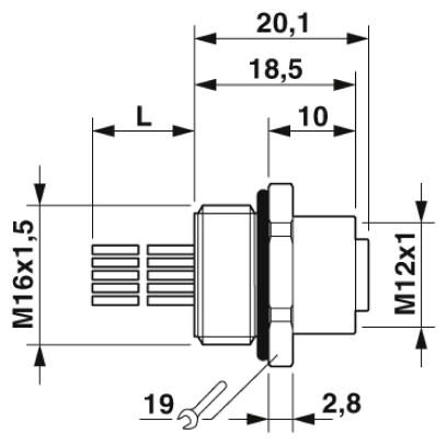 Встраиваемые разъемы-SACC-E-M12FS-12P-M16XL/0,5
