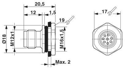 Встраиваемые разъемы-SACC-E-M12MS-8CON-M16 PSCUP