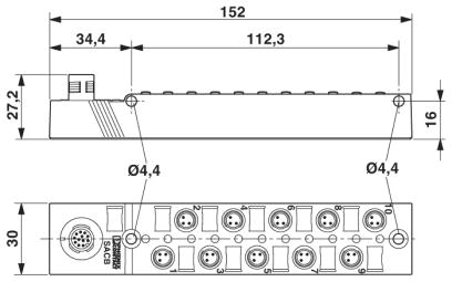 Коробка датчика и исполнительного элемента-SACB-10/3-L-M12-M8