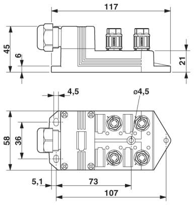 Коробка датчика и исполнительного элемента-SACB-4/4-L-C QO-0,34