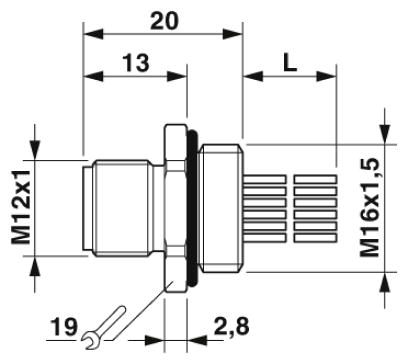 Встраиваемые разъемы-SACC-E-M12MS-17P-M16XL/0,5