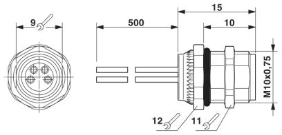 Встраиваемые разъемы-SACC-DSI-M8FS-4CON-M10/0,5