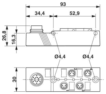 Коробка датчика и исполнительного элемента-SACB-4/3-L-M16-M8