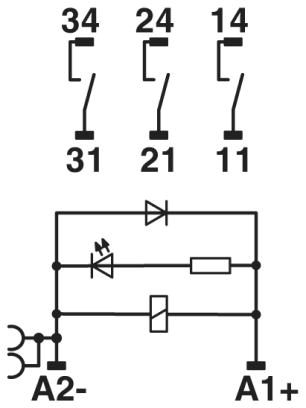 Релейный модуль-RIF-4-RPT-LDP-24DC/3X1