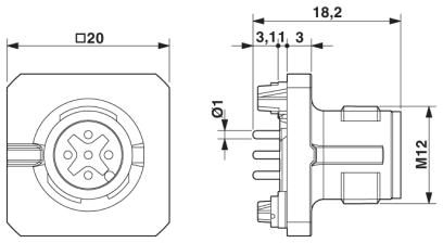 Встраиваемые разъемы-SACC-SQ-M12MS-4CON-20-L180