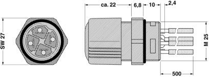 Проходная деталь-Q 1,5/4A50/16-M25KU-ESA
