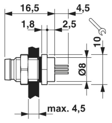 Встраиваемые разъемы-SACC-DSI-M 8MS-6CON-L180