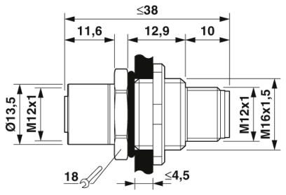 Проходная деталь-SACC-5P-DSI-M12MSB/FSB-M16