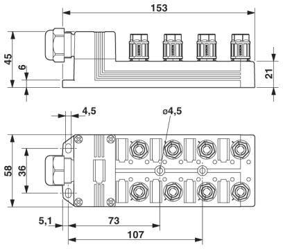 Коробка датчика и исполнительного элемента-SACB-8/3-L-C QO-0,34