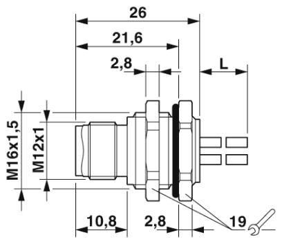 Встраиваемые разъемы-SACC-DSI-M12MSS-4P-M16XL/0,5PE