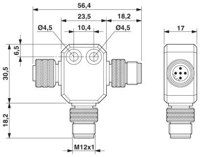 Т-распределитель-SAC-M12T/2XM12 PB