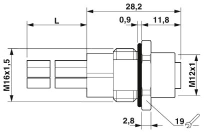 Встраиваемые разъемы-SACC-E-M12FSL-4FE-M16XL/0,2
