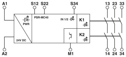 Реле безопасности-PSR-MC40-3NO-1DO-24DC-SC