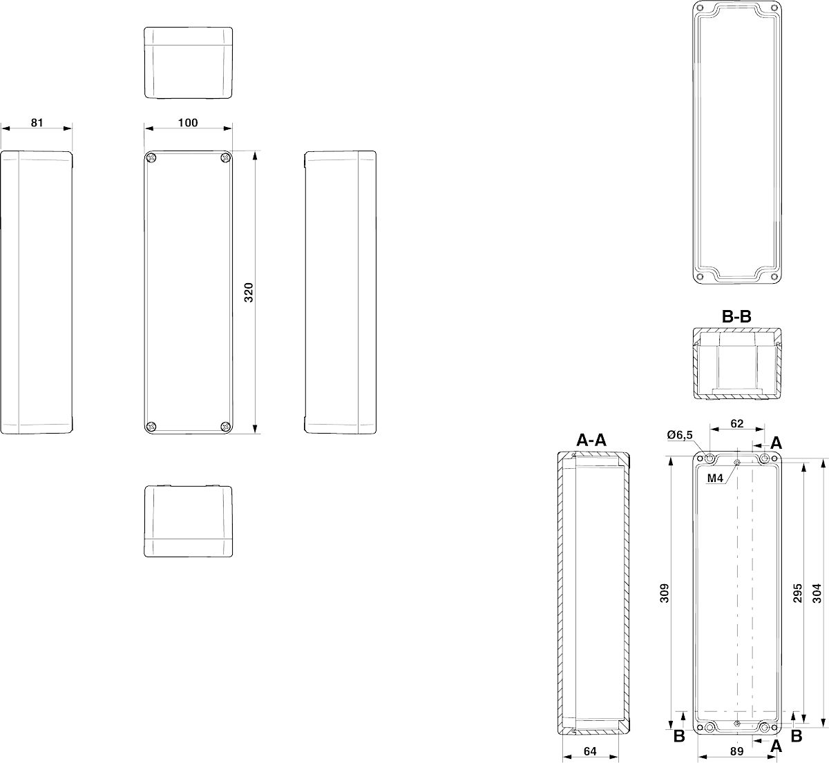Клеммная коробка-E PE A 100X320X81