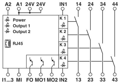 Устройство безопасного переключения-PSR-SPP-24DC/RSM4/4X1